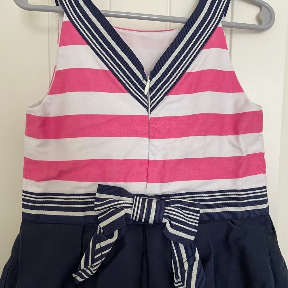 EUC | Isaac Mizrahi girl’s nautical striped bow layered skirt‎ dress size 5